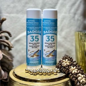 2 Pack of Badger Active Sunscreen Stick, SPF 35, Unscented - 🌸 New! 🌸
